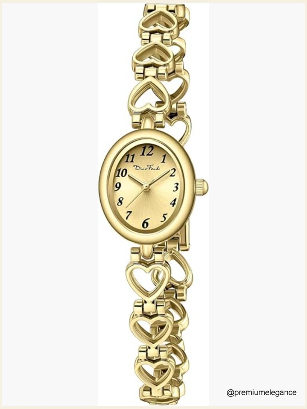 Ultra-Thin Vintage Gold Watch with Roman Numerals and Heart Bracelet